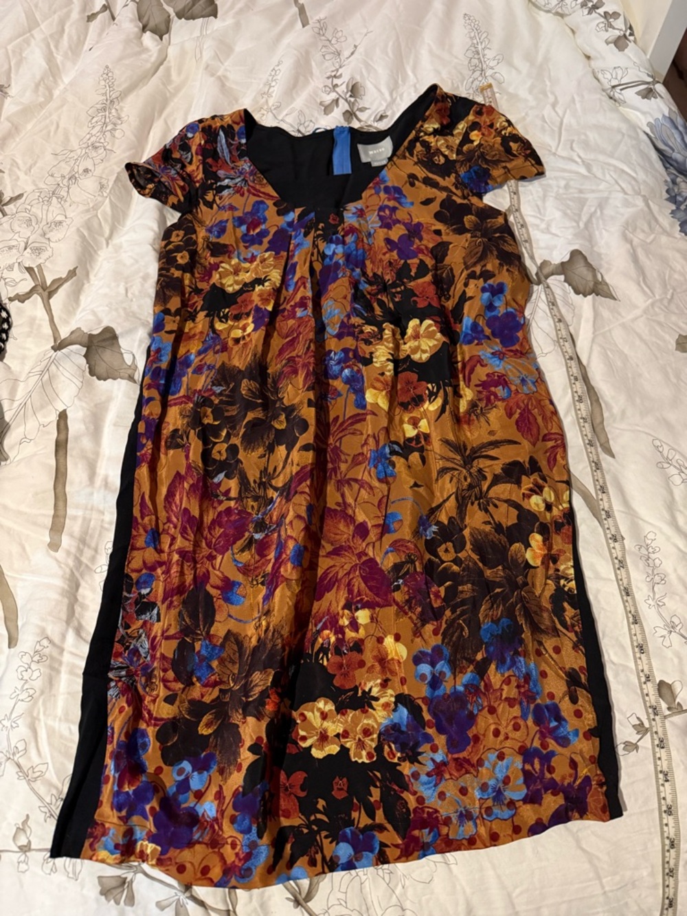 Anthropologie Maeve Floral V-Neck Tunic Shift Dress in Warm Multicolor